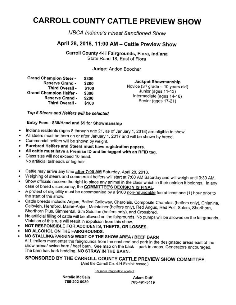 Carroll County Cattle Preview Show (IN) | THIS WEEKEND